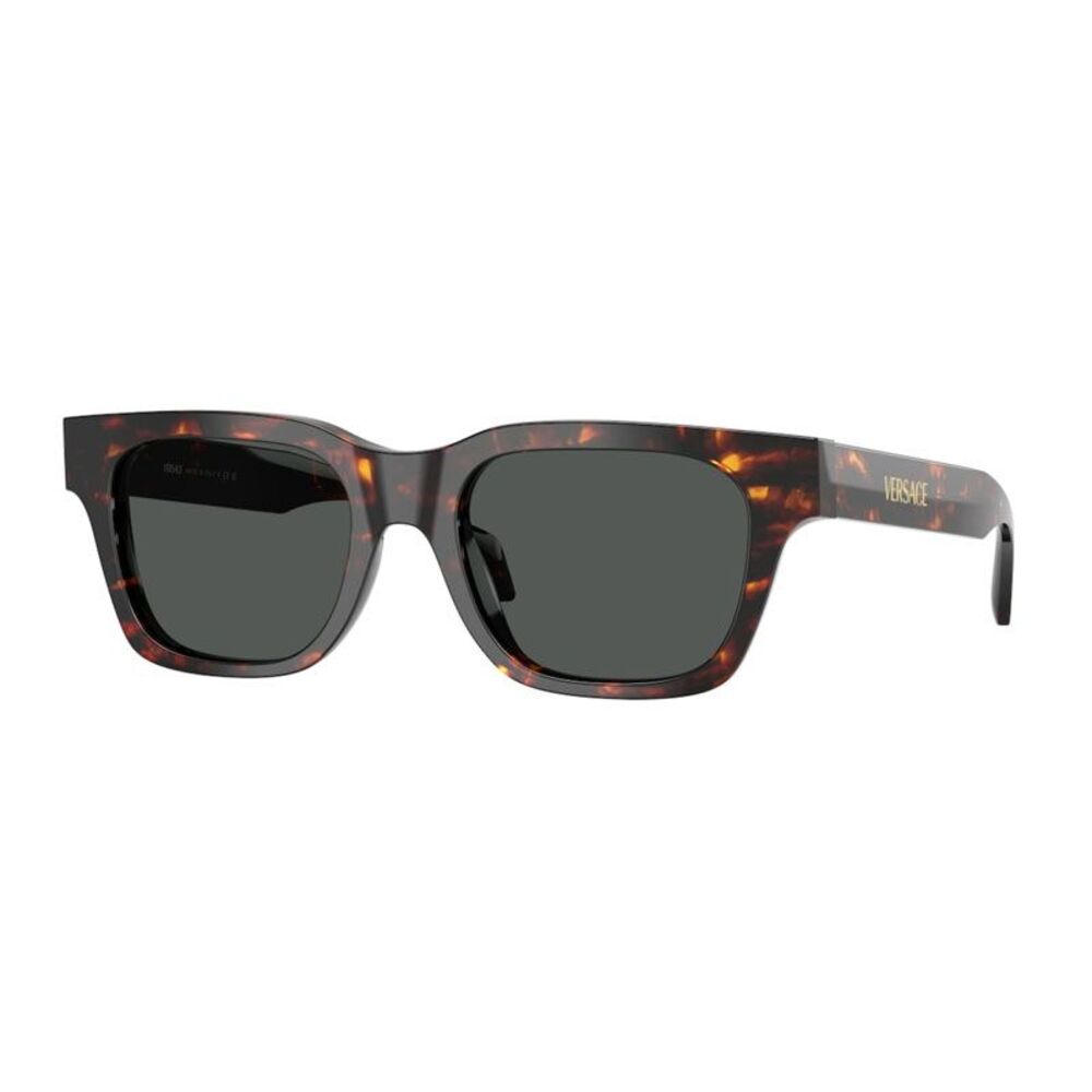 Versace Sunglasses Square Full Rim, Havana Frame and Dark Grey Lens